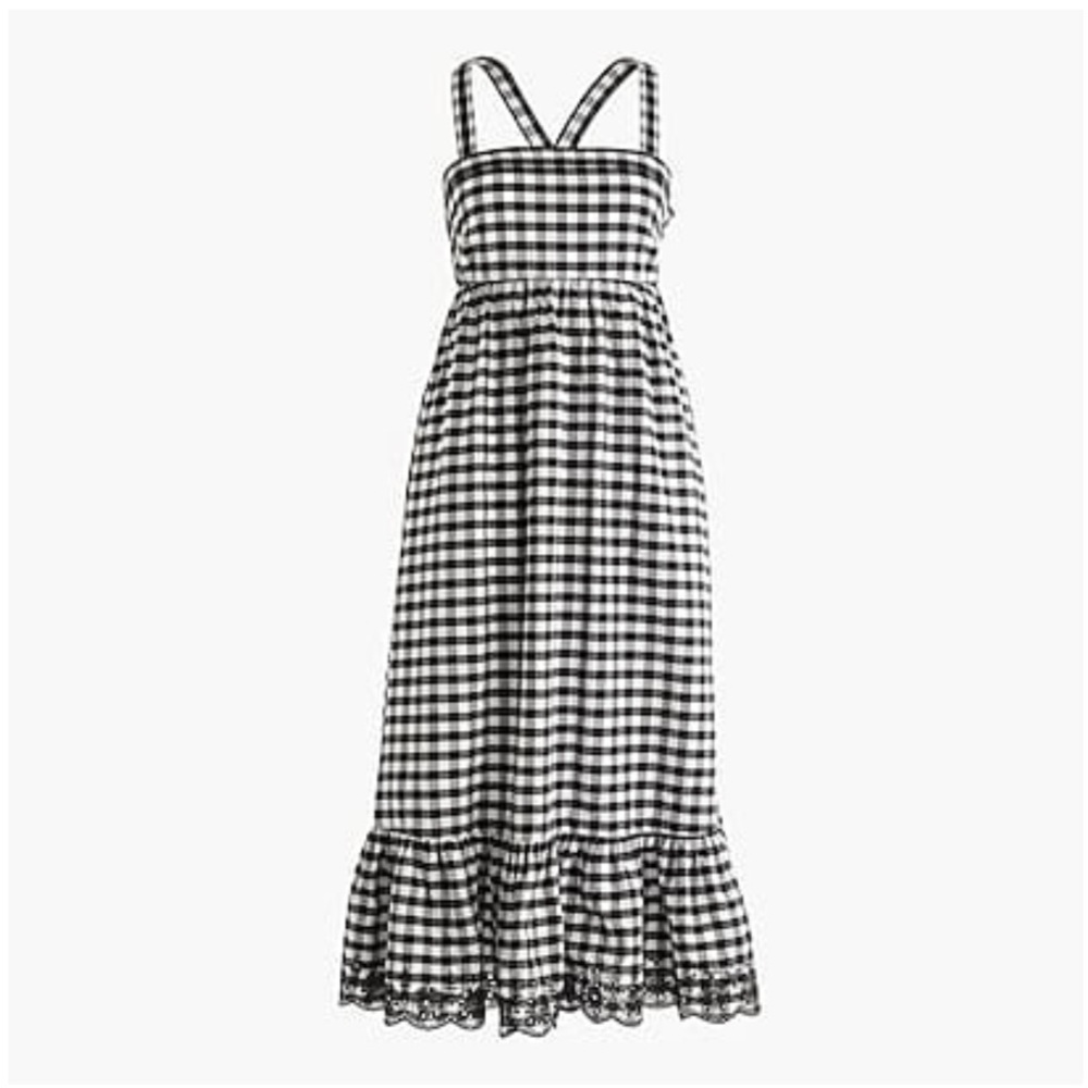 J. Crew puckered gingham dress with eyelet trim 14